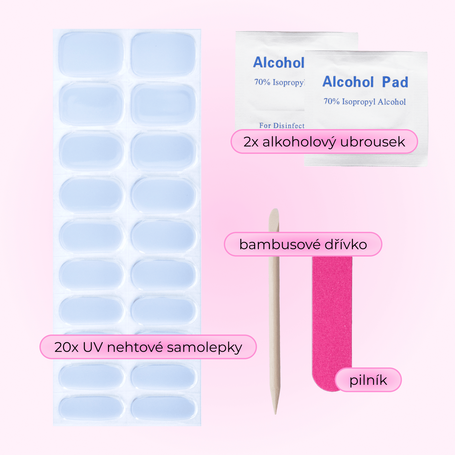 uv gel nail stickers 20 pcs baby blue