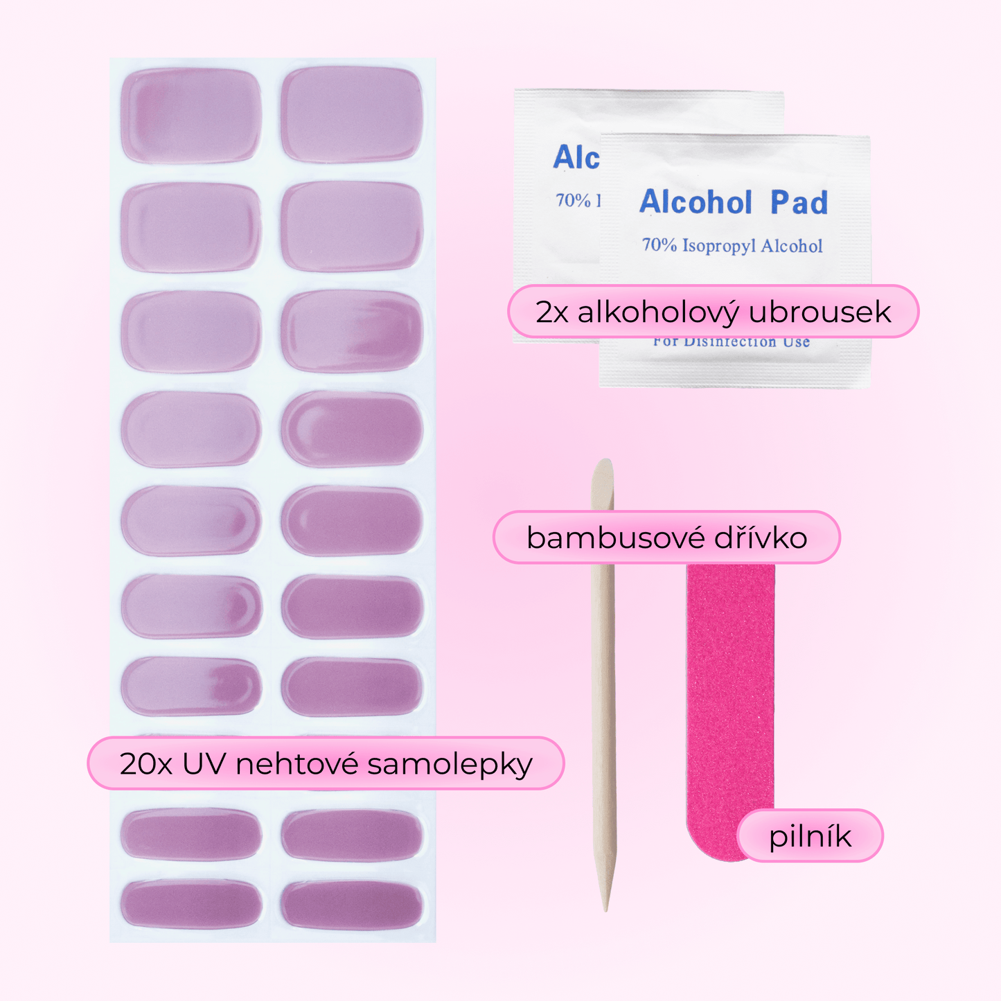 uv gel nail stickers glasies long lasting 20 pcs violet pink