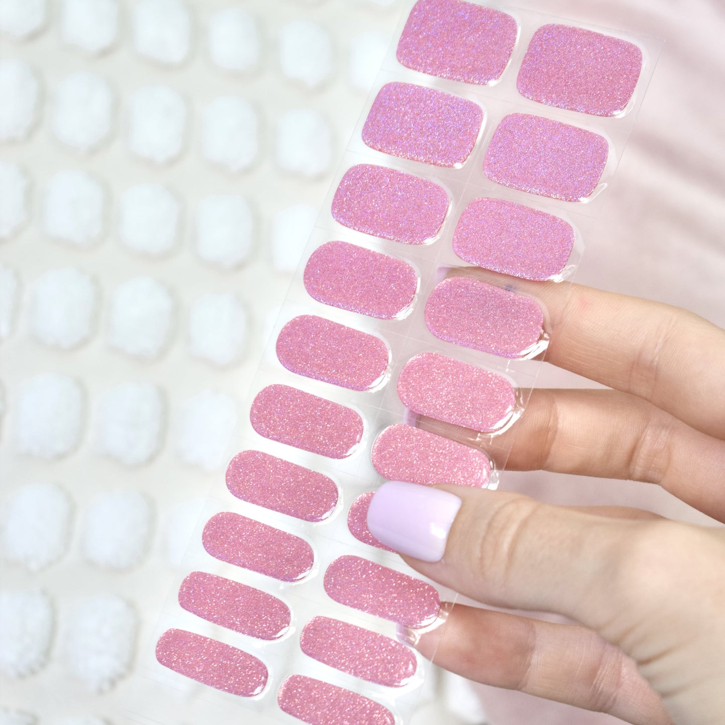 uv gel nail stickers 20 pcs pink glitters
