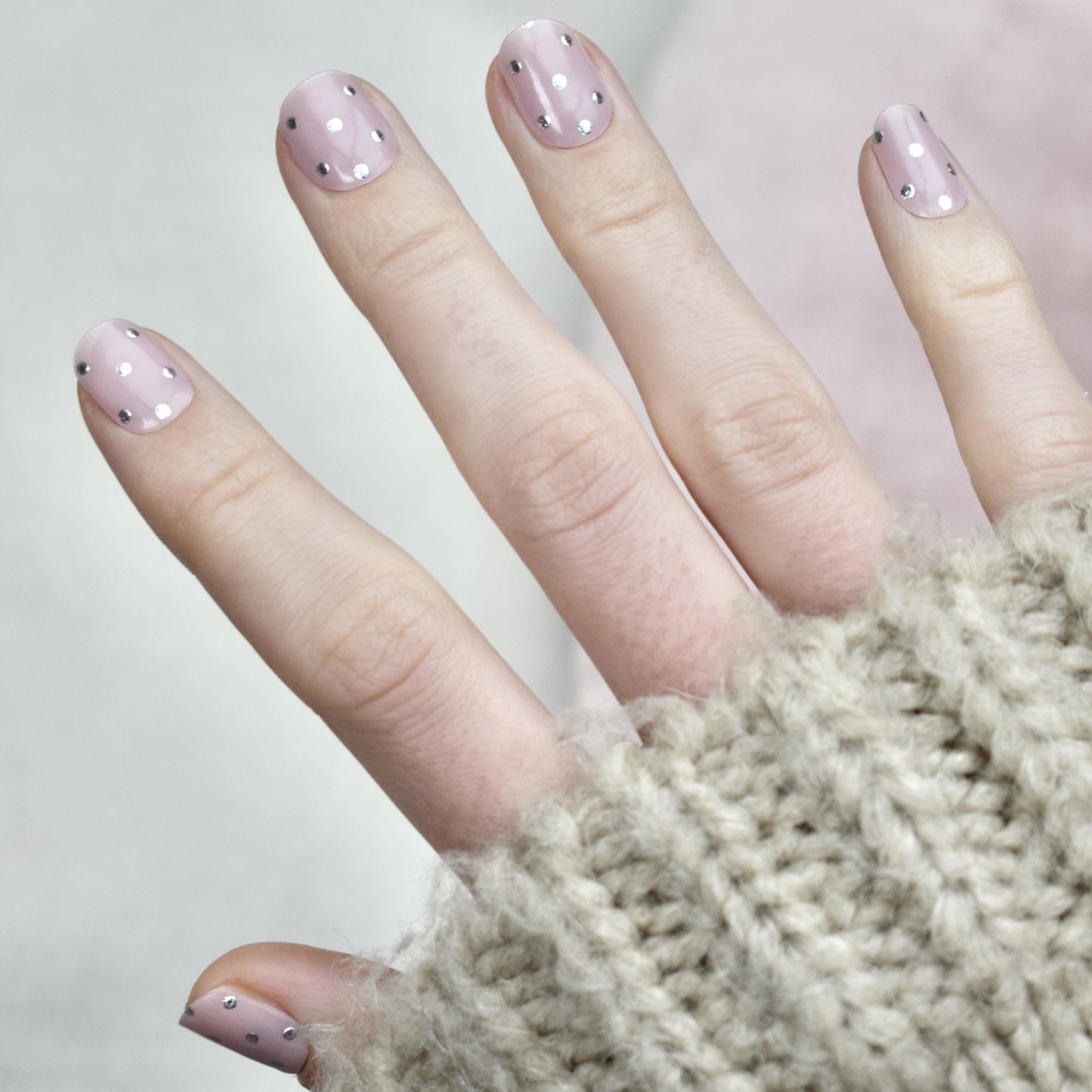 uv gel nail stickers 20 pcs pink silver dots