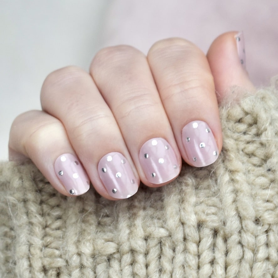 uv gel nail stickers 20 pcs pink silver dots