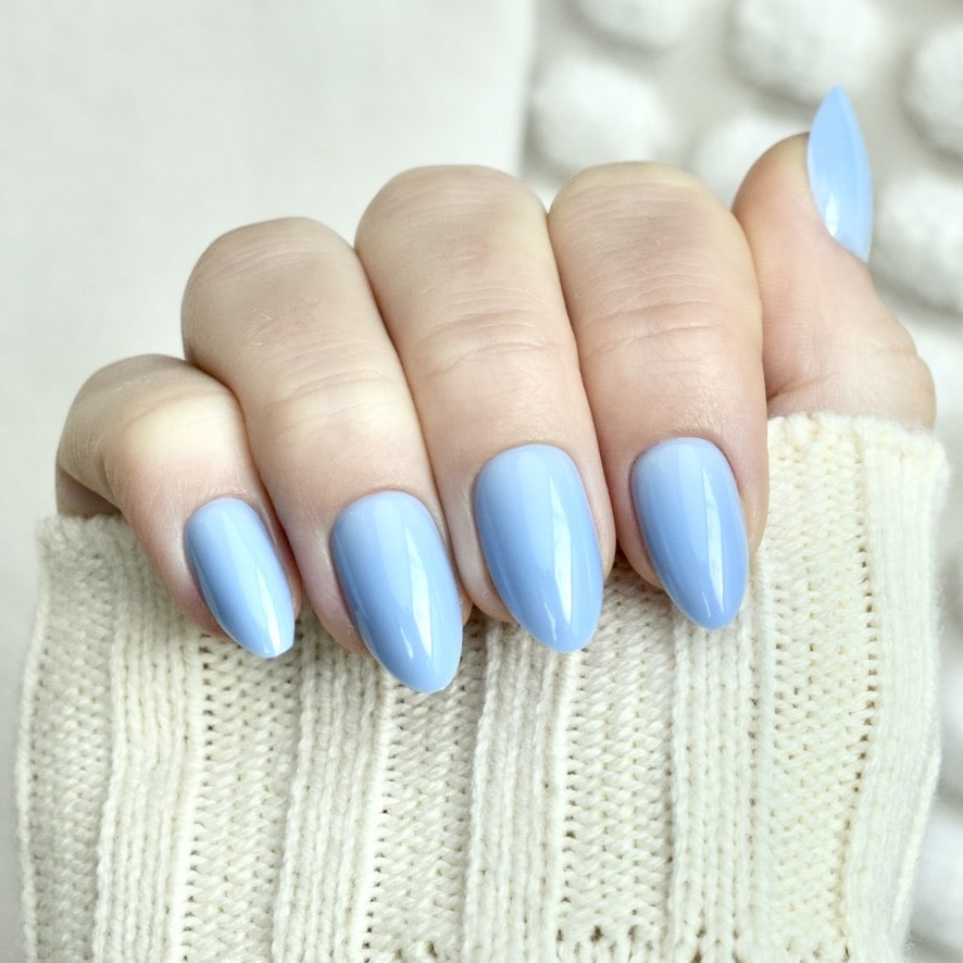 press-on nails artificial nails beauty false glasies gel almond blue light pastel
