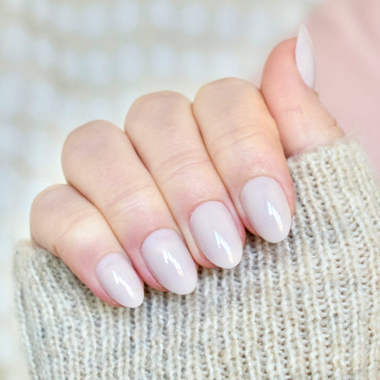 press-on nails artificial nails beauty false glasies gel almond oval short white nude