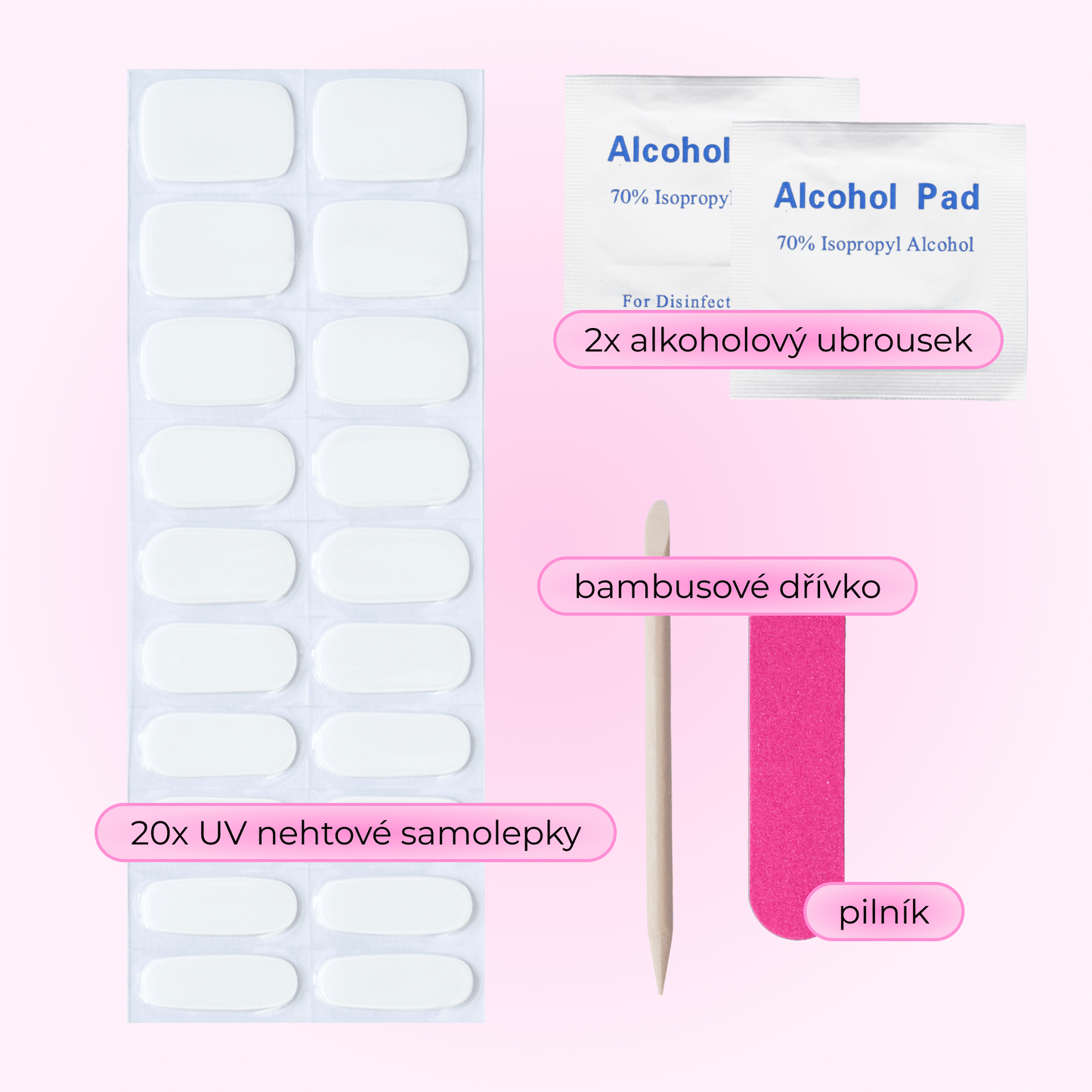 uv gel nail stickers glasies long lasting 20 pcs white
