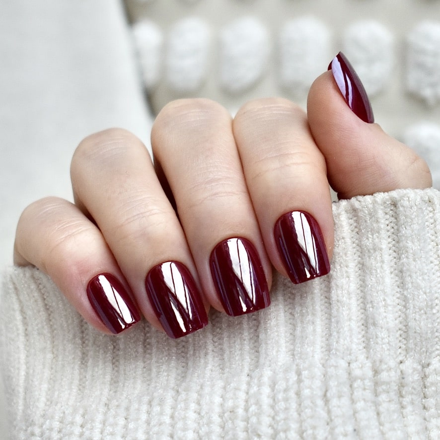 presson nails false nail glasies coffin short red violet dark chrome