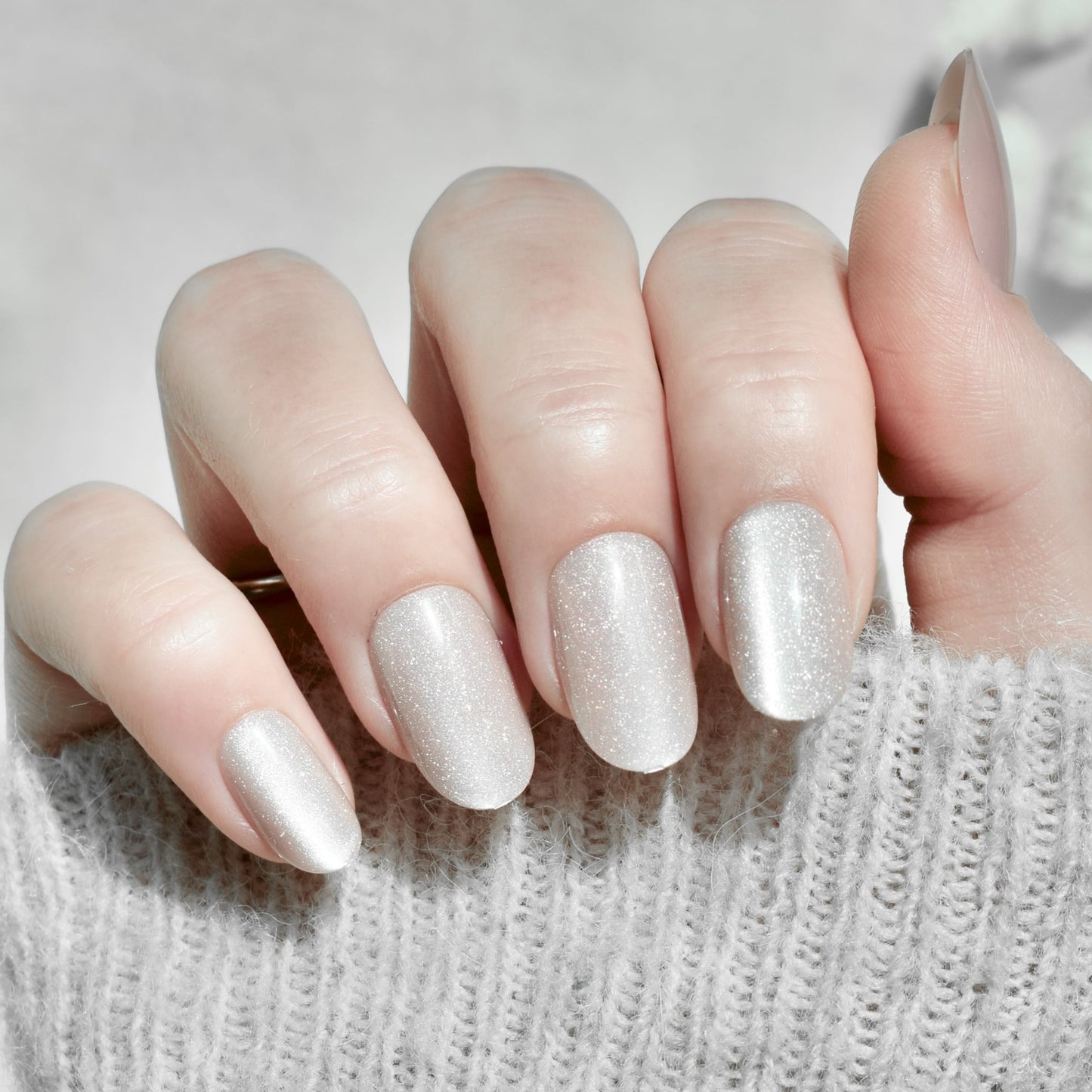 pink oval presson nails glitters false nails