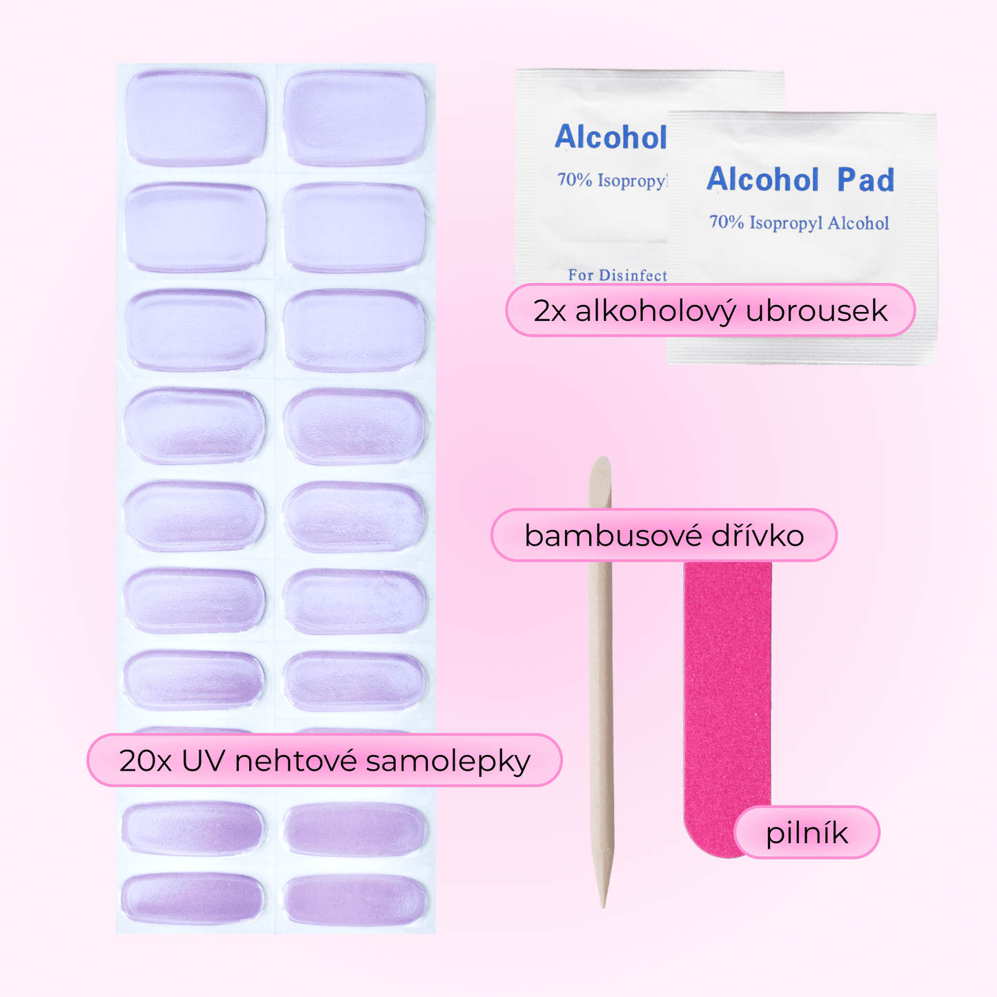 uv gel nail stickers glasies long lasting 20 pcs violet pink chrome glitters