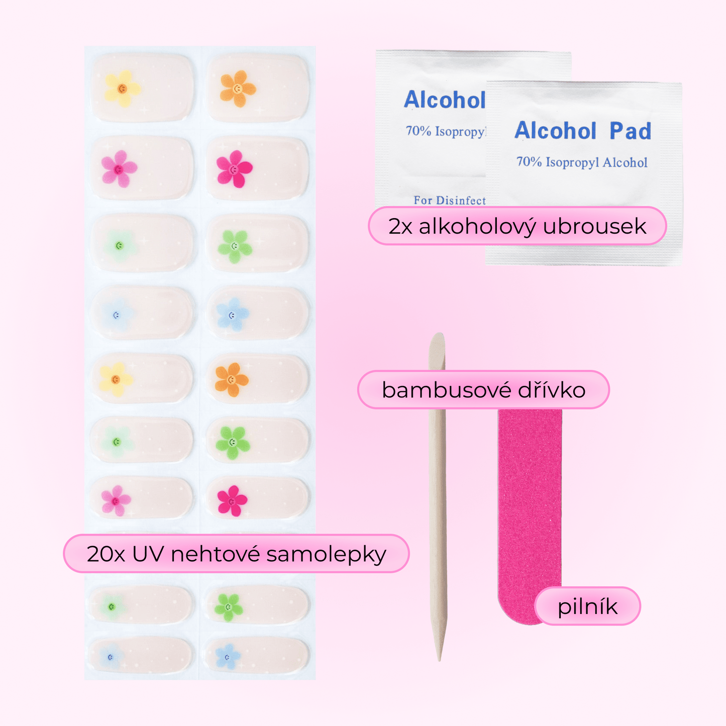 uv gel nail stickers 20 pcs beige stars flowers colorfull