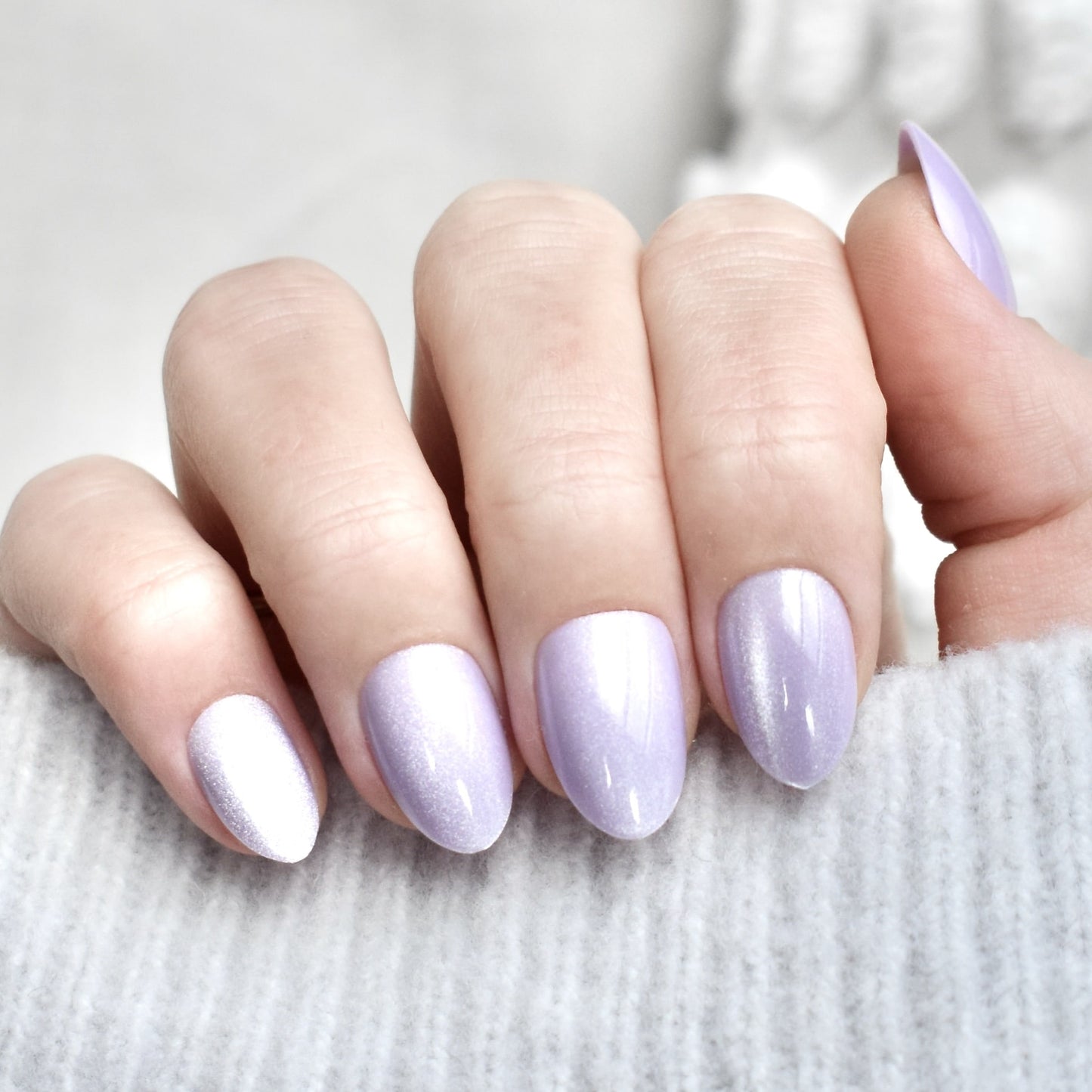 presson nails false nail glasies oval short violet cat eye glitters
