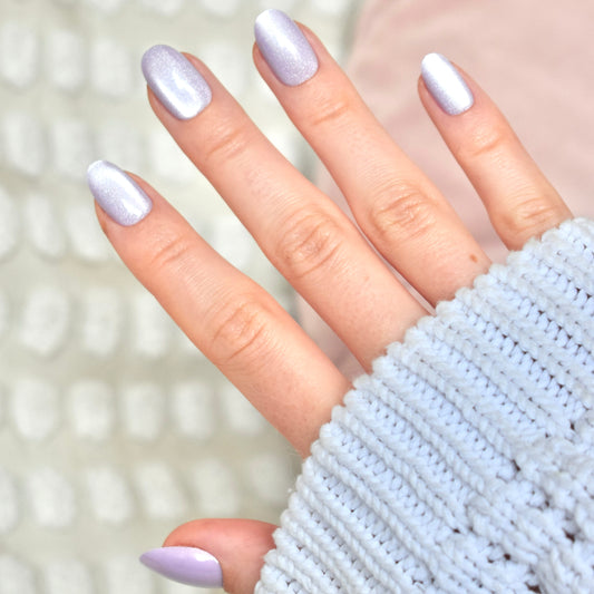 violet cat eye oval medium press-on nails fake nail