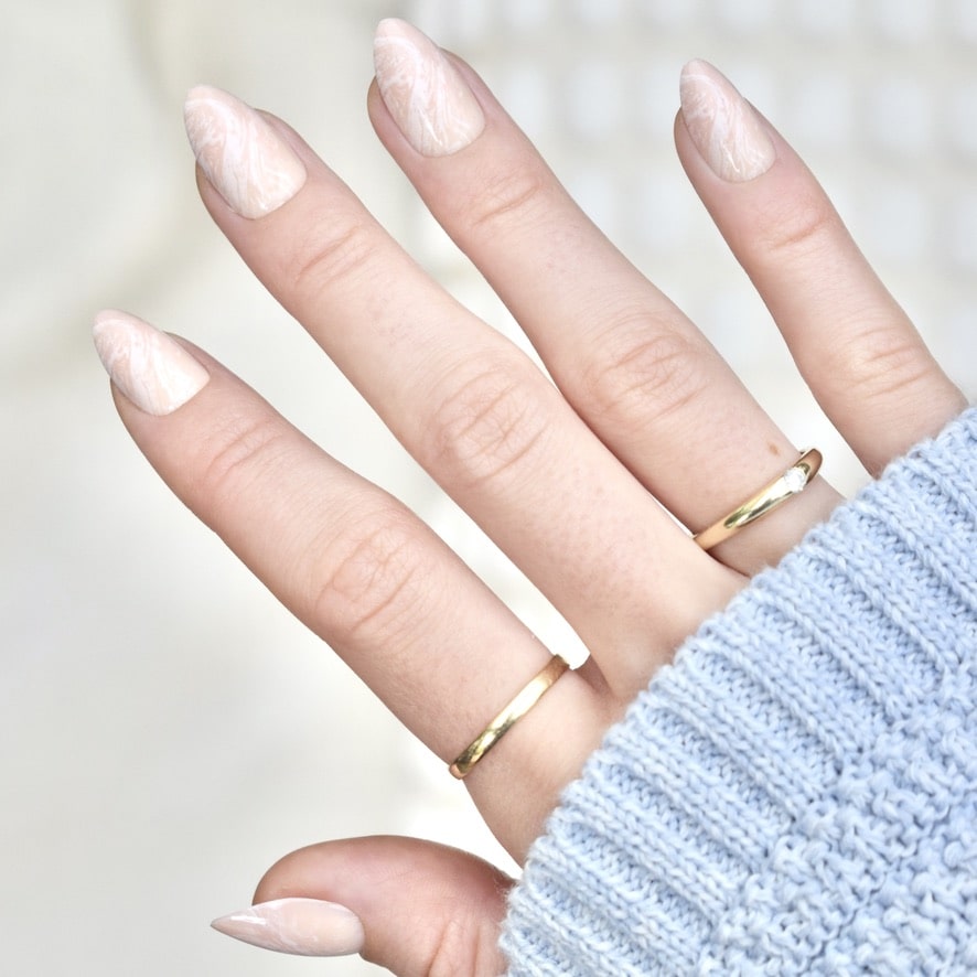 press-on nails artificial nails beauty false glasies gel almond pink marbel white nude