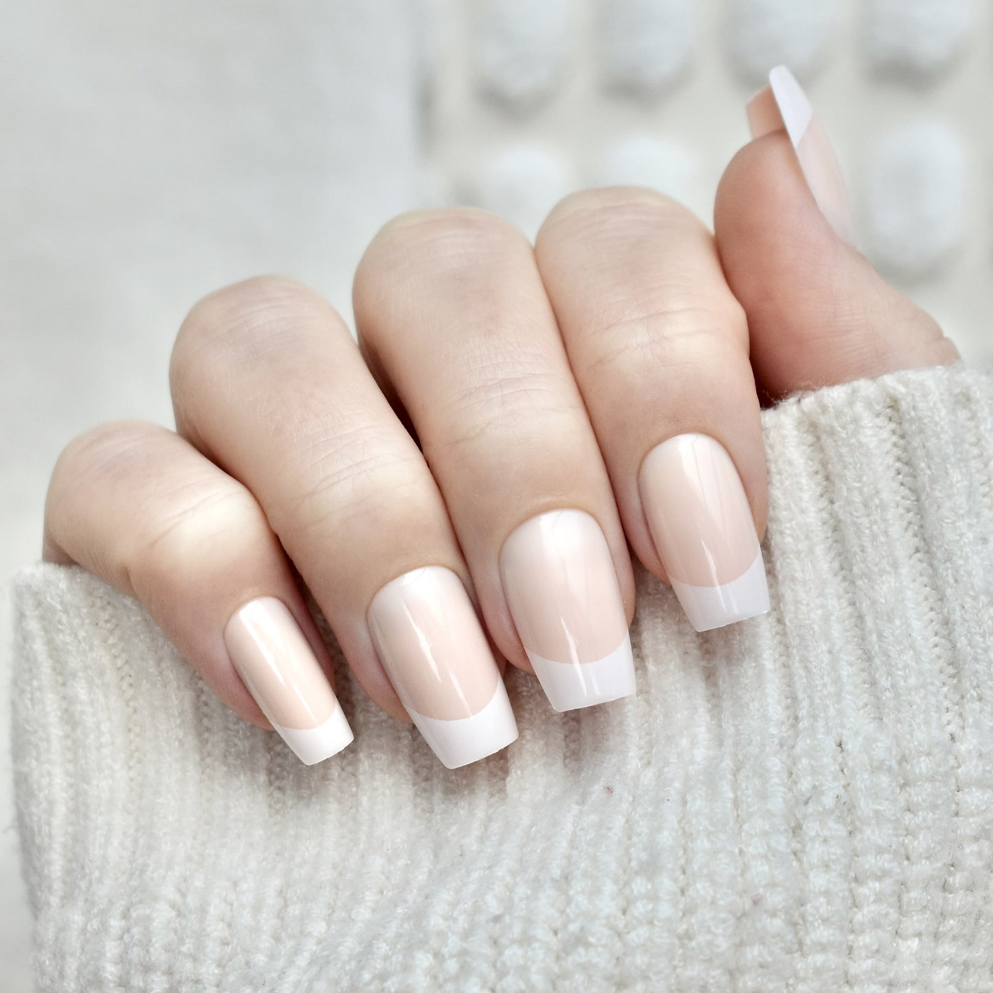 presson nails false nail glasies coffin long white french