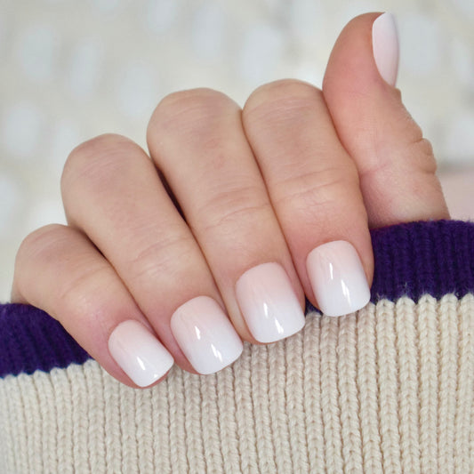 press-on nails artificial nails beauty false glasies gel coffin short white nude obmre