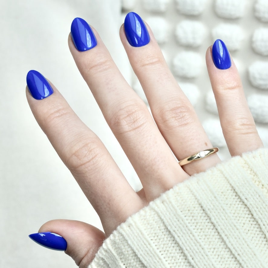 press-on nails artificial nails beauty false glasies gel oval short blue navy