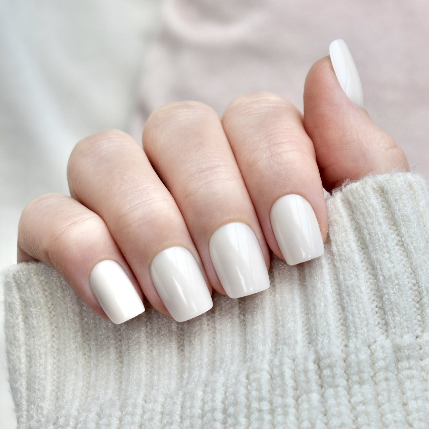 presson nails false nail glasies coffin short white offwhite creamy
