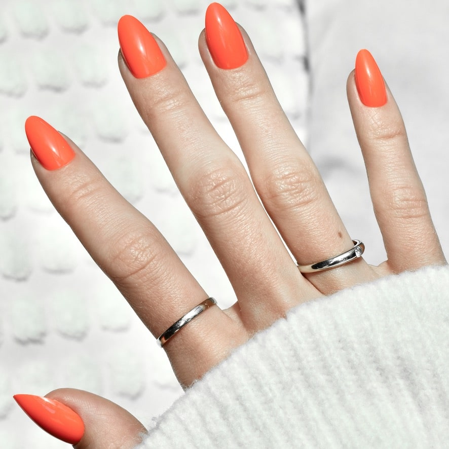 press-on nails false nail almond long medium orange neon cute