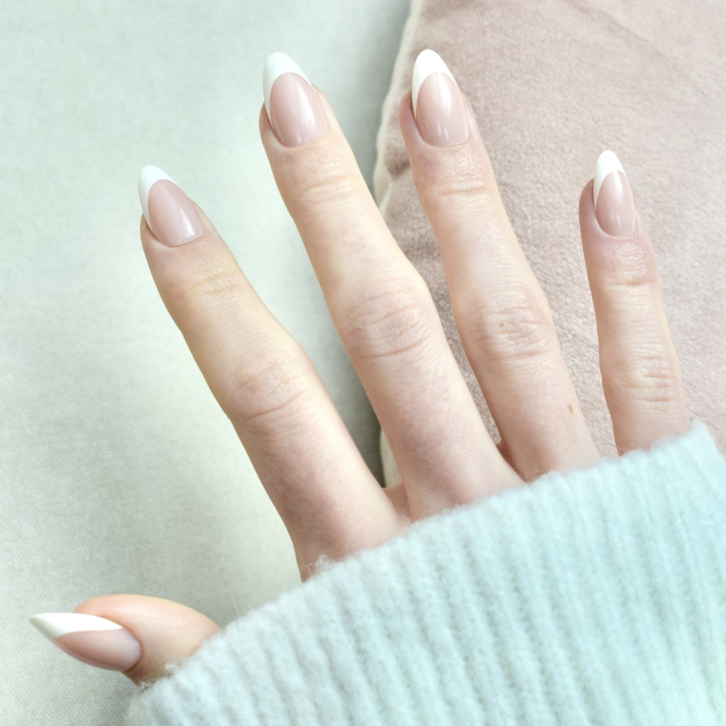 presson nails artificial nails false pink french beige glasies