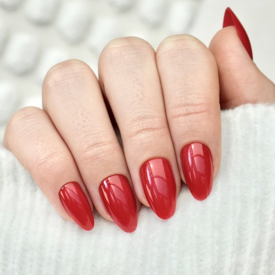press-on nails false nail almond long medium dark red cute