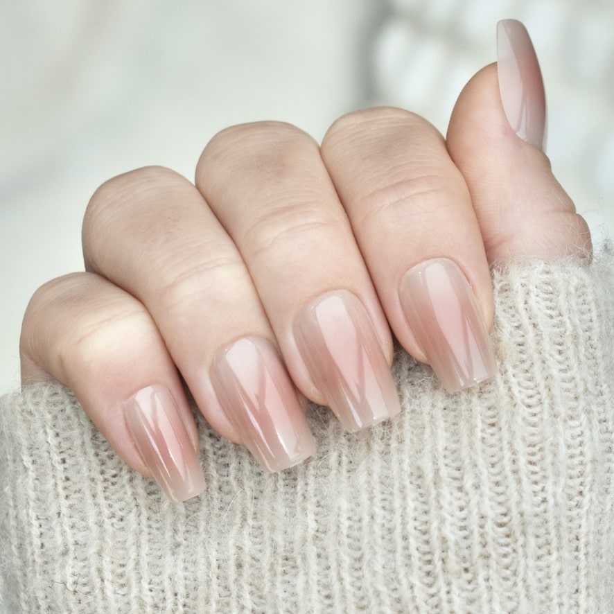 press-on nails artificial nails beauty false glasies gel coffin grown pink nude