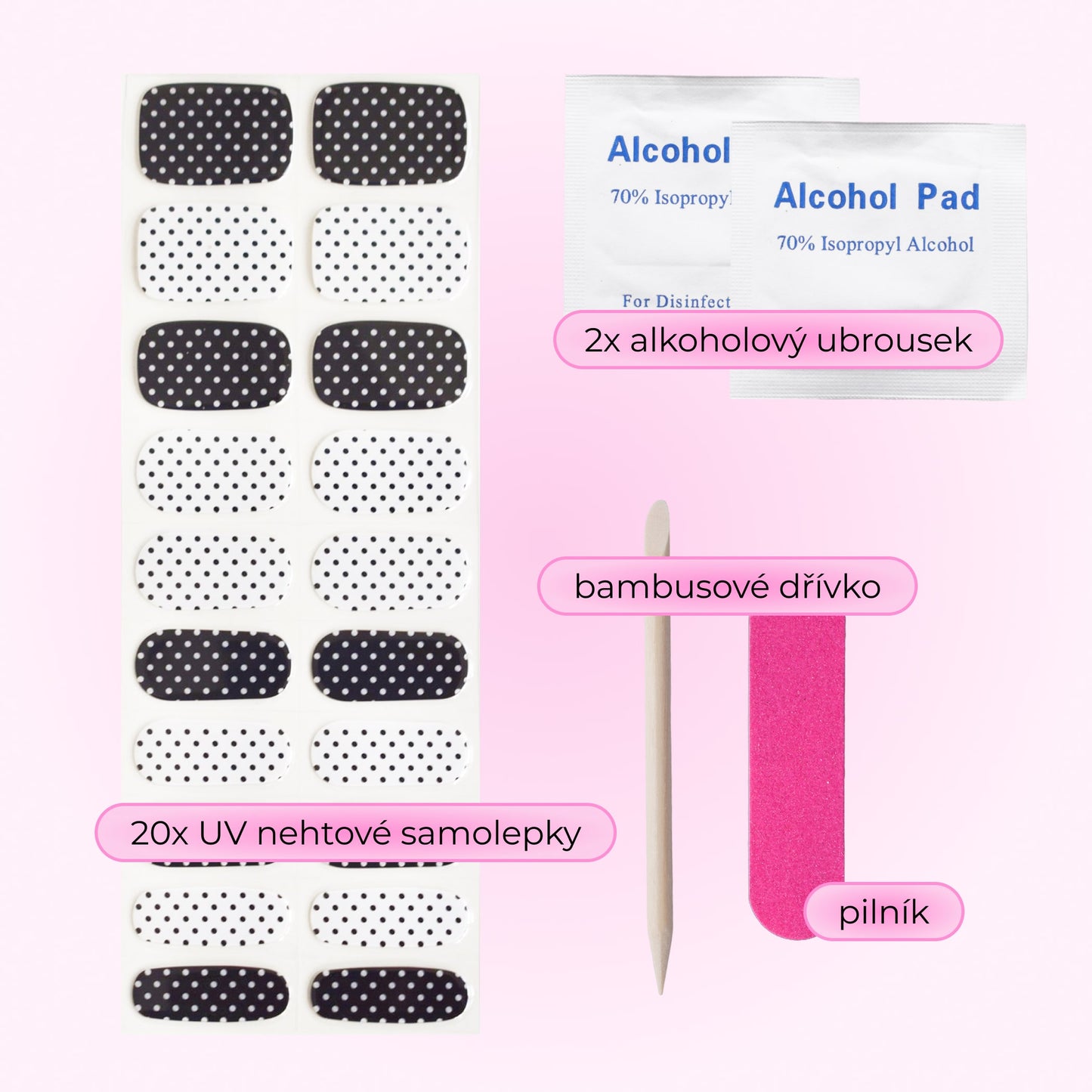 uv gel nail stickers 20 pcs white black polka dots