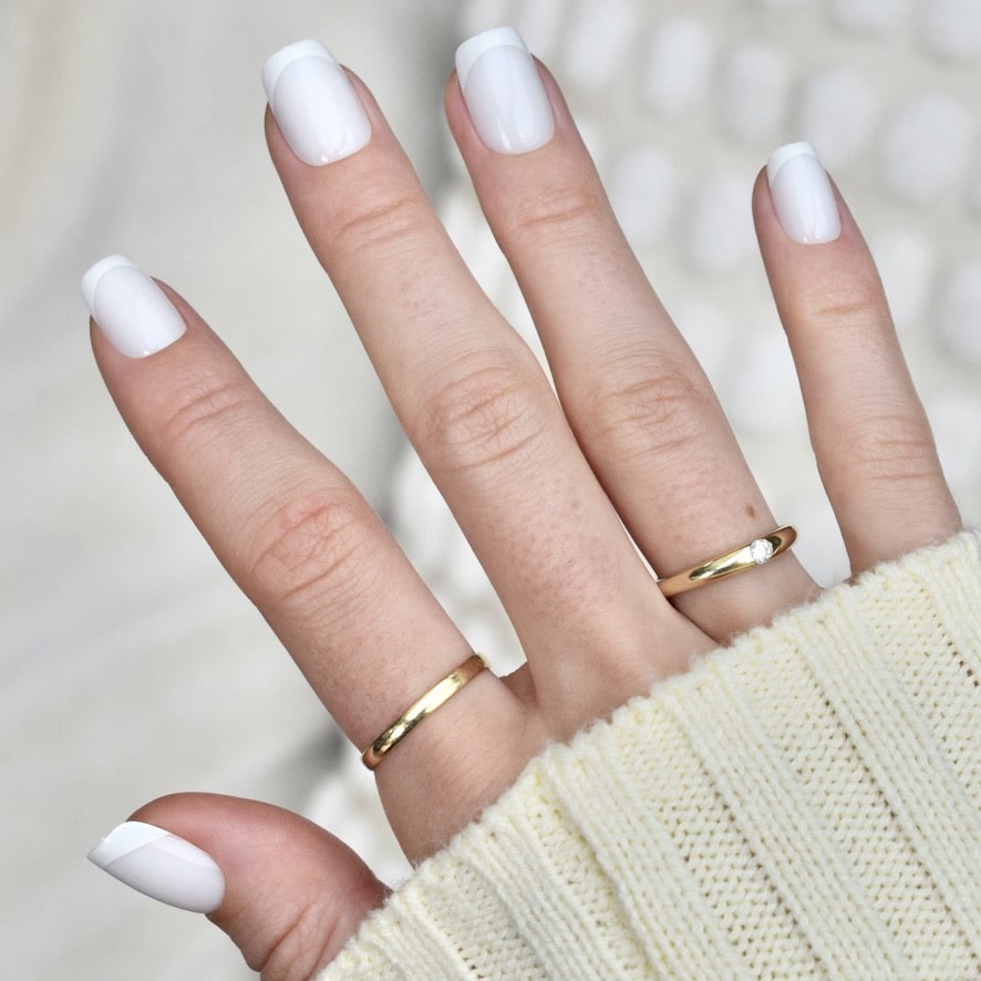 press-on nails artificial nails beauty false glasies gel coffin short white nude french
