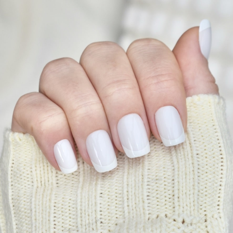 press-on nails artificial nails beauty false glasies gel coffin short white nude french