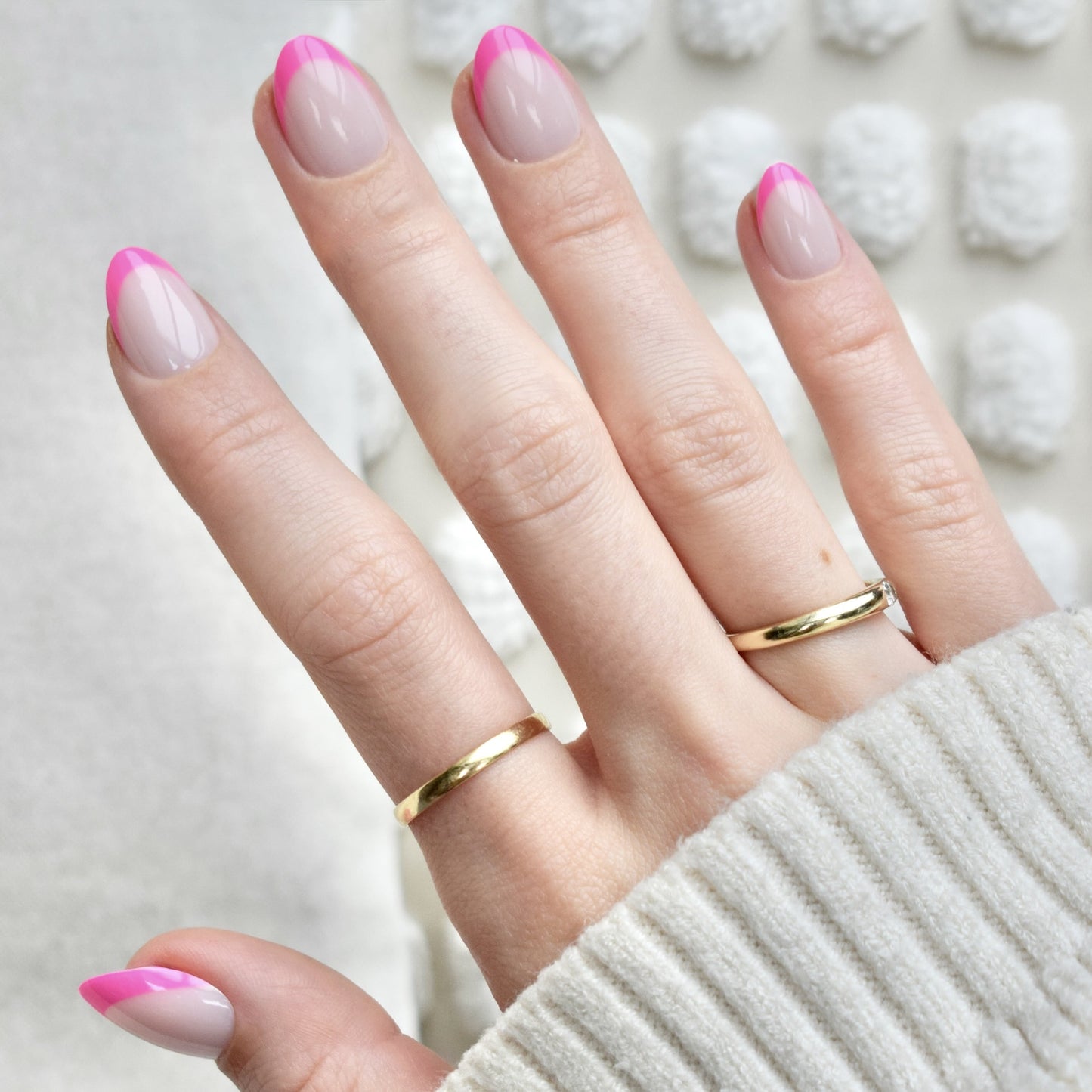 presson nails false nail glasies oval pink french