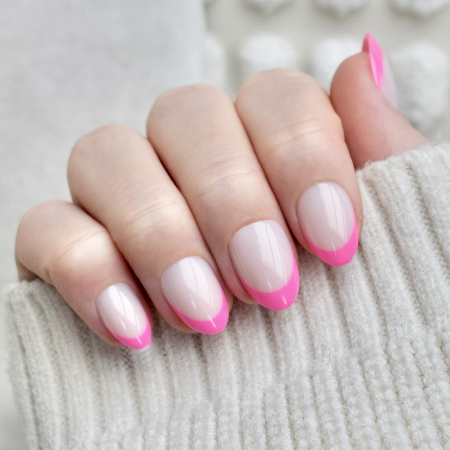 presson nails false nail glasies oval pink french