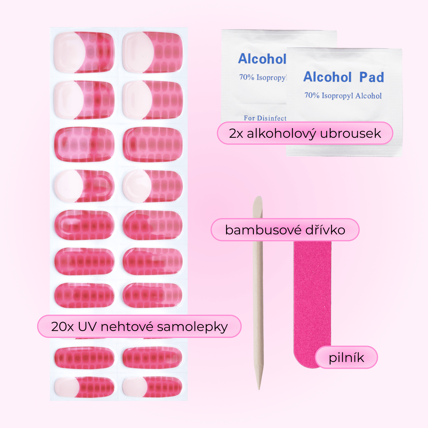 uv gel nail stickers 20 pcs beige pink red