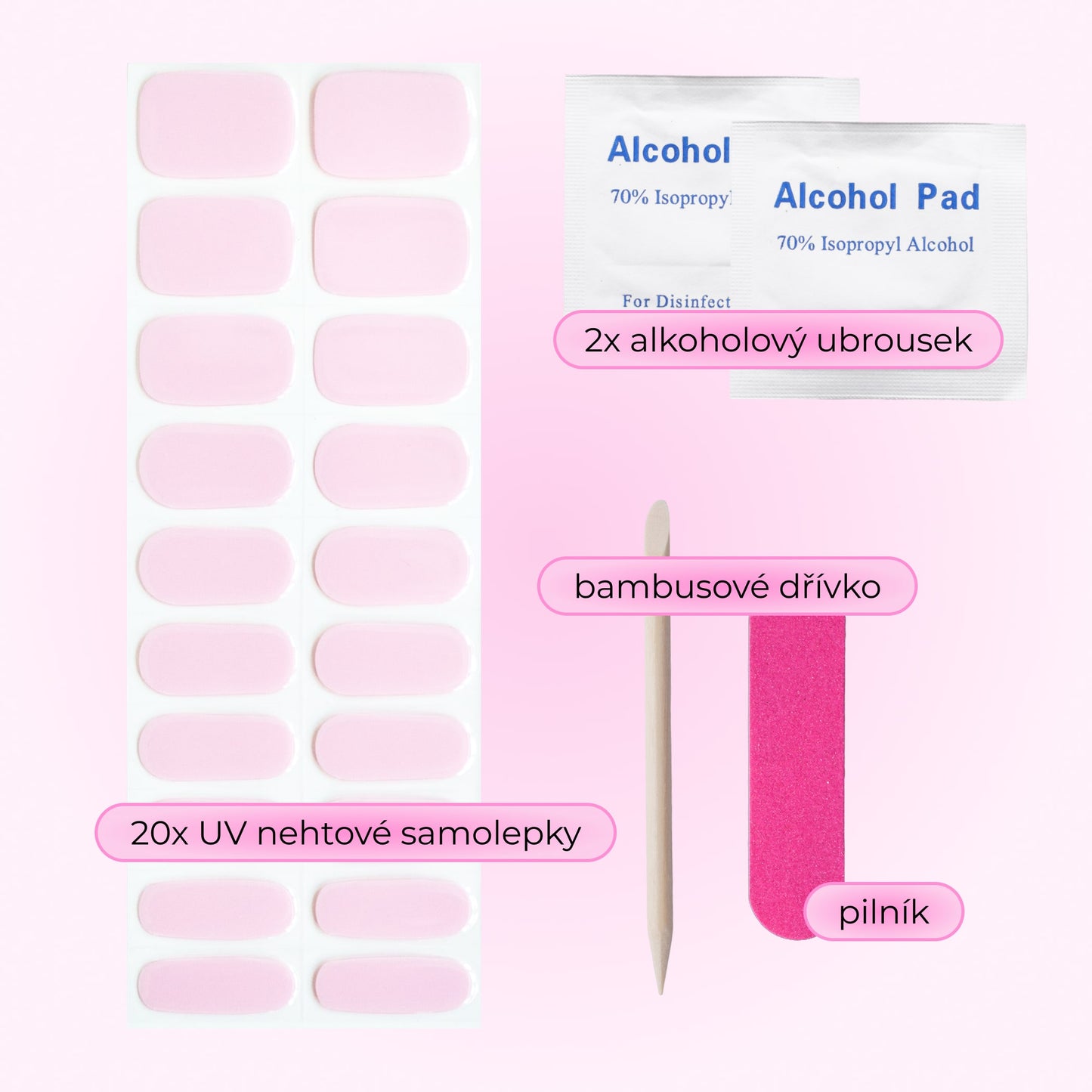 uv gel nail stickers 20 pcs pink pastel