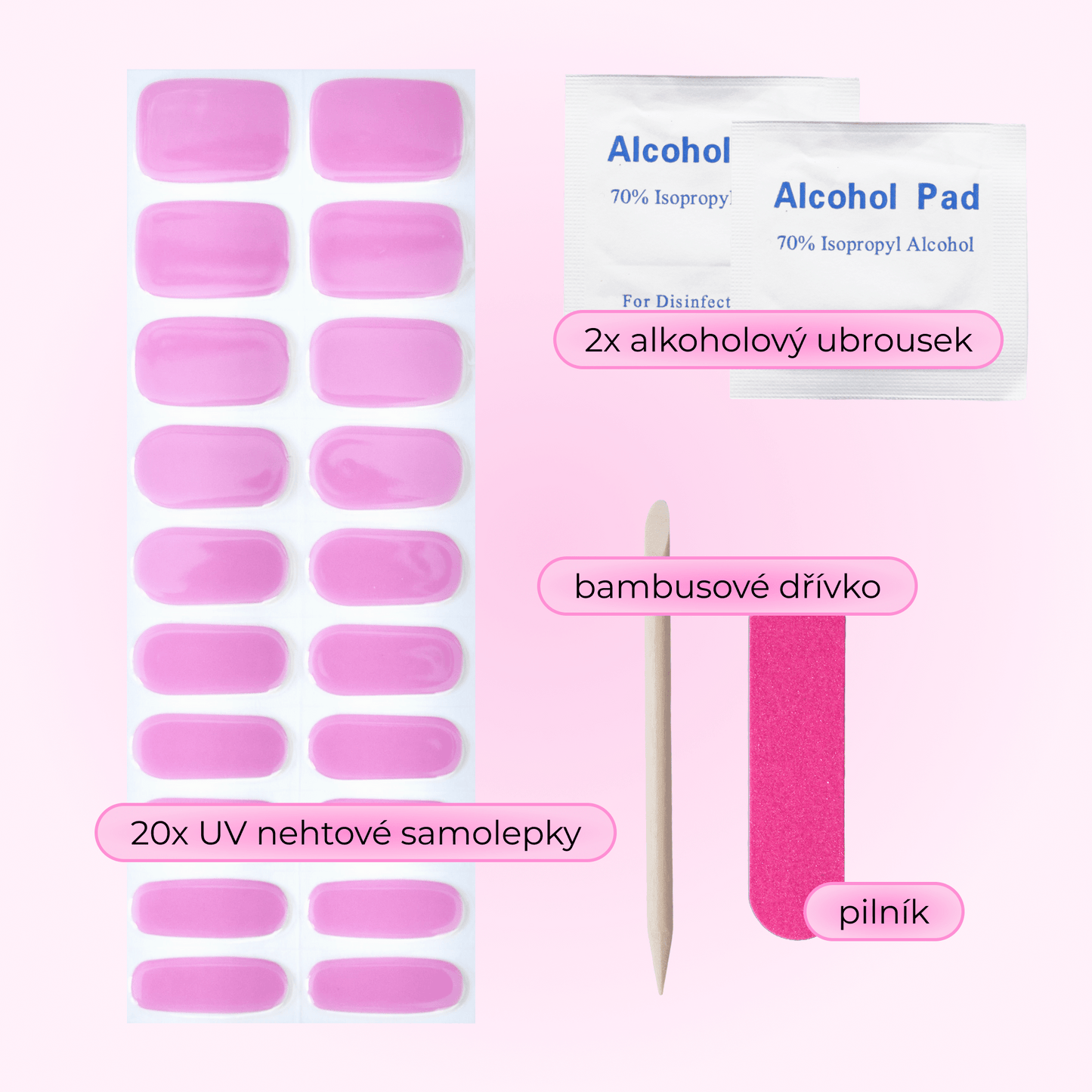 uv gel nail stickers 20 pcs pink mauve