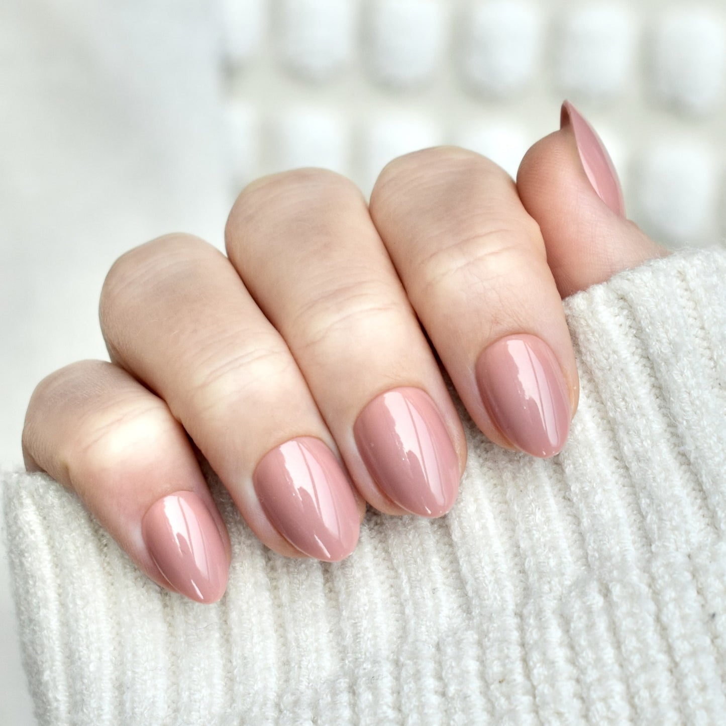 presson nails false nail glasies oval short nude brown