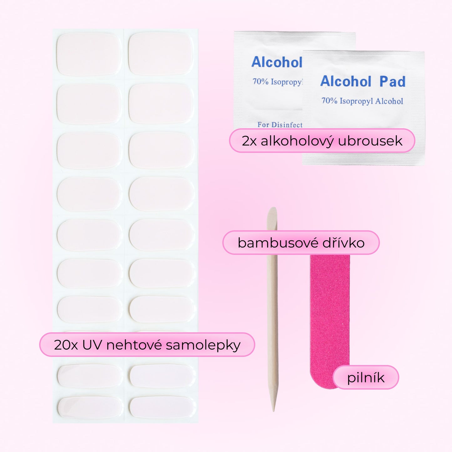 uv gel nail stickers 20 pcs pink beige light