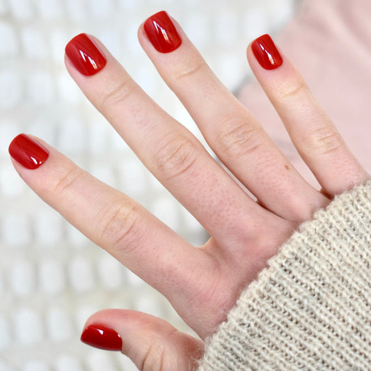 press-on nails artificial nails beauty false glasies gel coffin short red