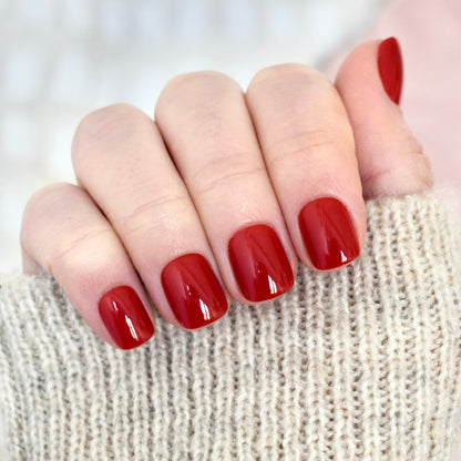 press-on nails artificial nails beauty false glasies gel coffin short red