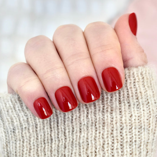 press-on nails artificial nails beauty false glasies gel coffin short red