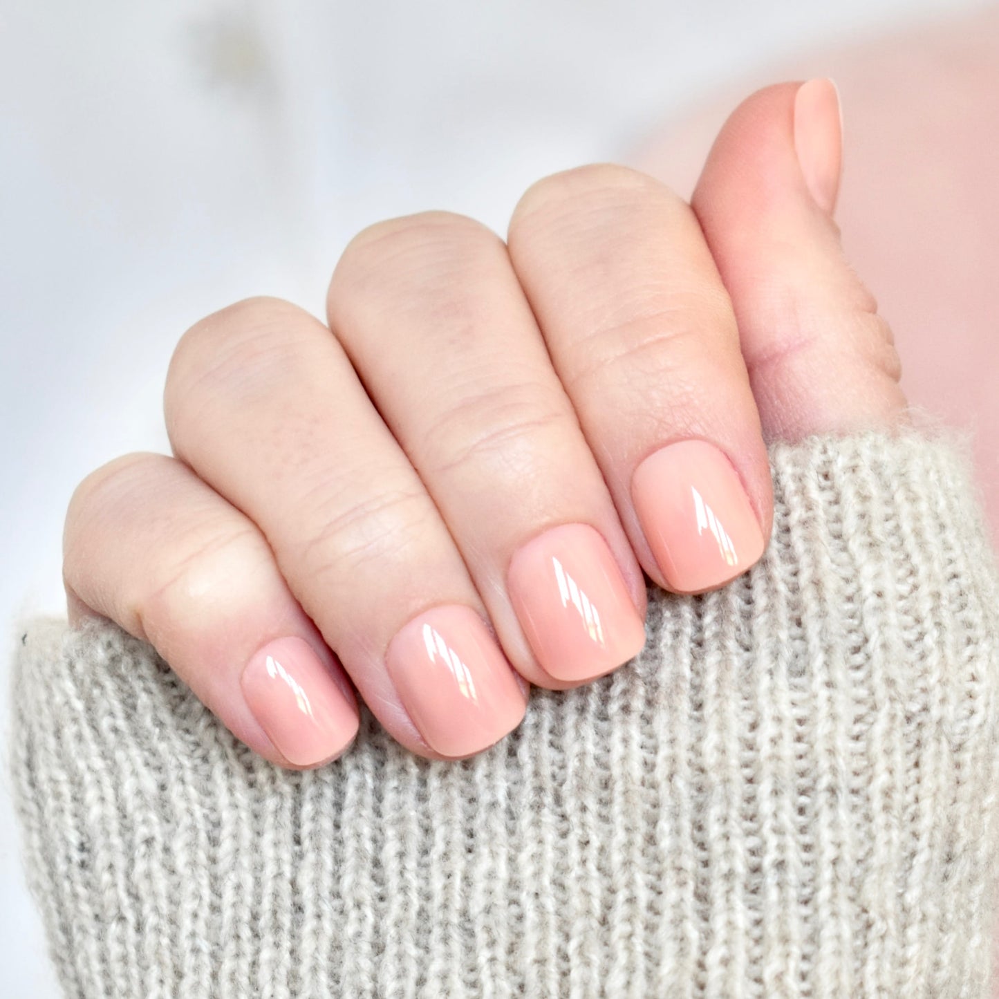 press-on nails artificial nails beauty false glasies gel coffin short pink beige