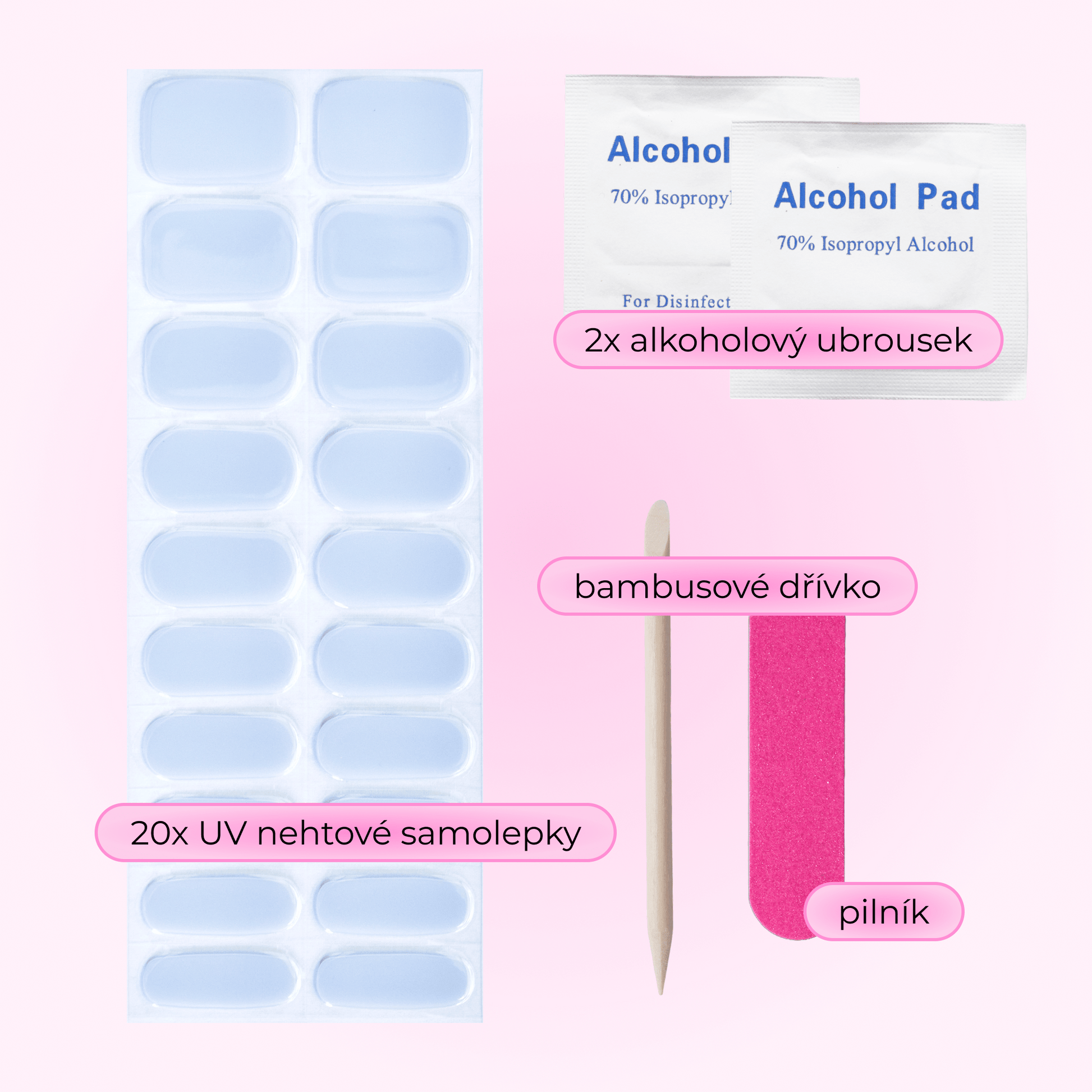 uv gel nail stickers 20 pcs baby blue
