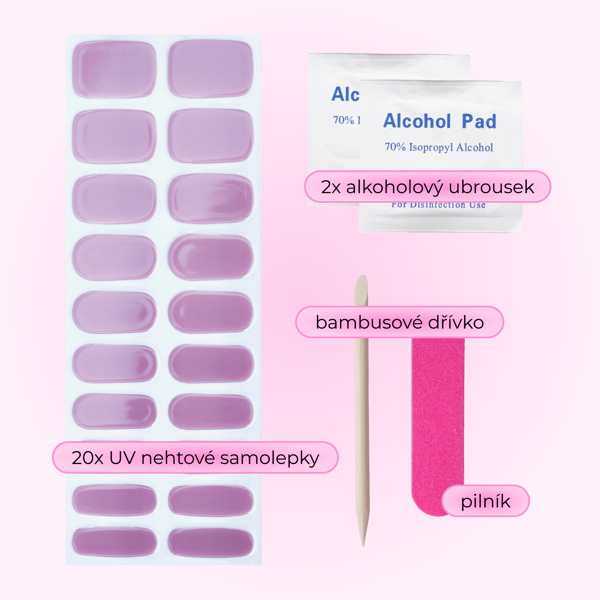 uv gel nail stickers glasies long lasting 20 pcs violet pink