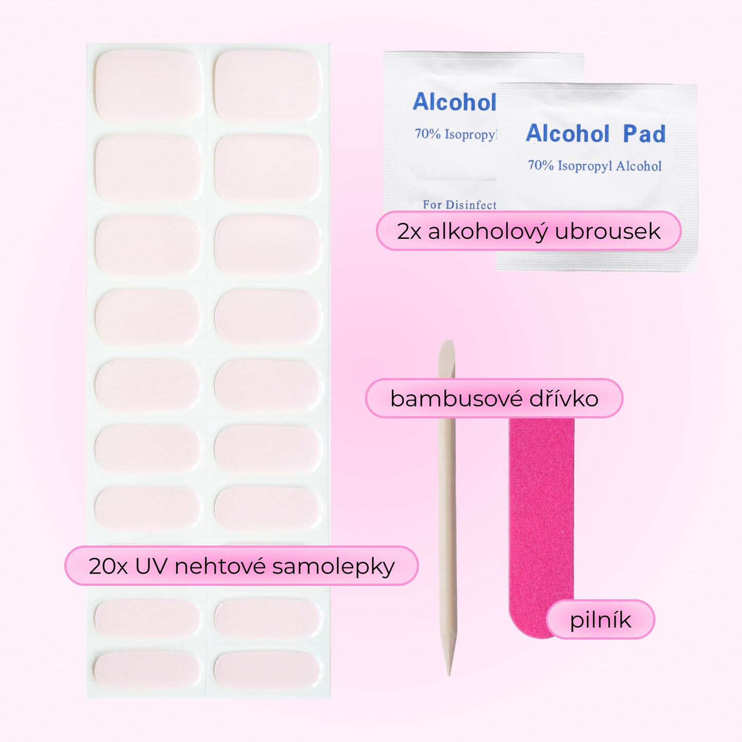 uv gel nail stickers 20 pcs pink beige light