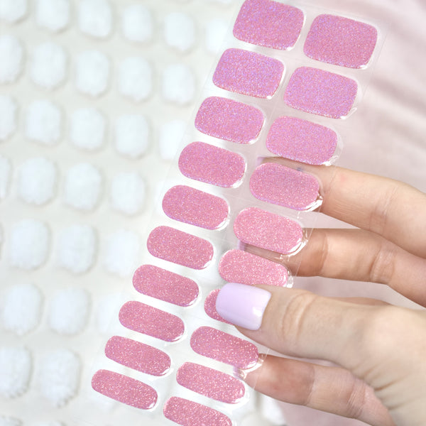 uv gel nail stickers 20 pcs pink glitters 