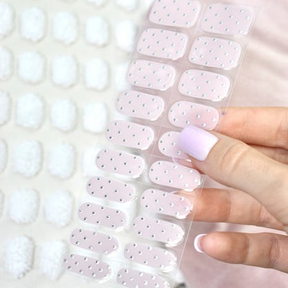 uv gel nail stickers 20 pcs pink silver dots 