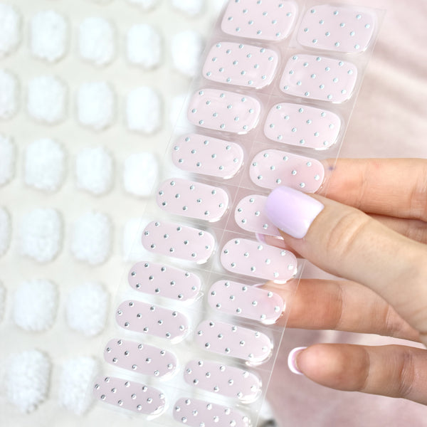 uv gel nail stickers 20 pcs pink silver dots 