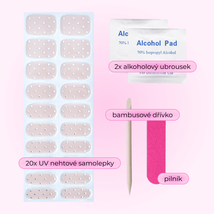 uv gel nail stickers 20 pcs pink silver dots 