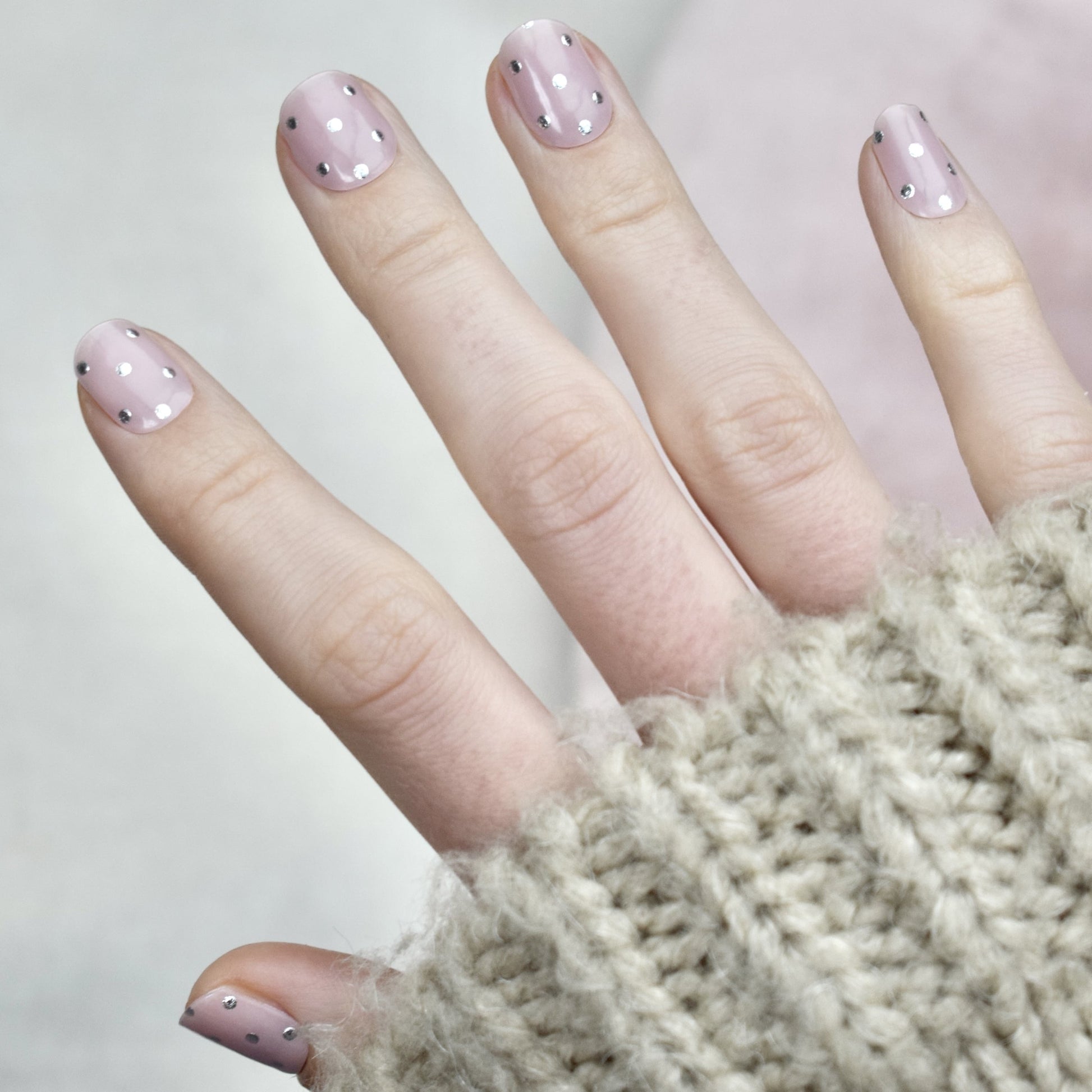 uv gel nail stickers 20 pcs pink silver dots 
