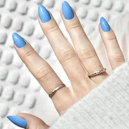 press-on nails false nail almond long medium blue neon cute