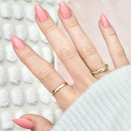 press-on nails false nail almond long medium pink cute