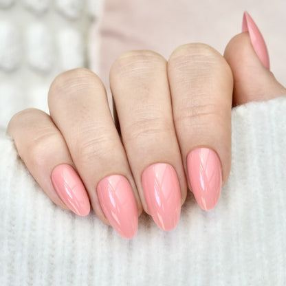 press-on nails false nail almond long medium pink cute