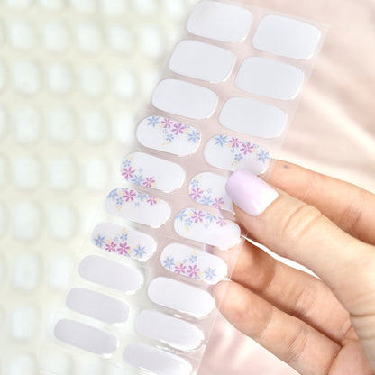 uv gel nail stickers 20 pcs beige flowers pink blue