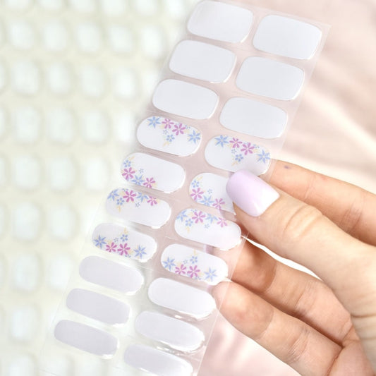 uv gel nail stickers 20 pcs beige flowers pink blue
